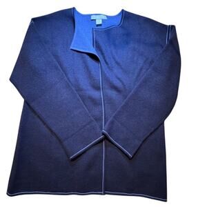 Modern Soul Women's Blue Wool Blend Open Front Long Jacket Size L